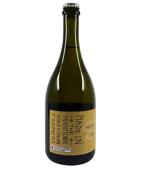 Dal Zotto Made In The Traditional Style Italian Farmers white wine bottle side label with crown cap closure showing production method information
