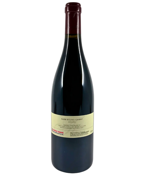 Farr Rising Gamay 2024 bottle back label with producer and vintage details