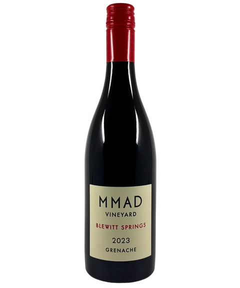2023 MMAD Vineyard Blewitt Springs Grenache red wine bottle front label with red capsule from South Australia