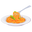 Illustration of spaghetti pasta with tomato sauce and basil leaves on a white plate, Italian food pairing