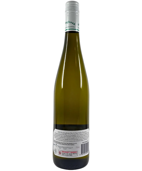 Rieslingfreak No.3 Clare Valley Riesling 2025 wine bottle back label showing Australian origin and product details