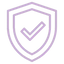 Purple shield with checkmark icon representing wine authentication, security guarantee and trusted wine verification