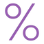 Purple percentage symbol icon representing wine investment returns and luxury asset growth rates