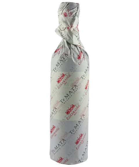 Te Mata Coleraine 2023 Hawke’s Bay red wine wrapped in branded Te Mata tissue paper
