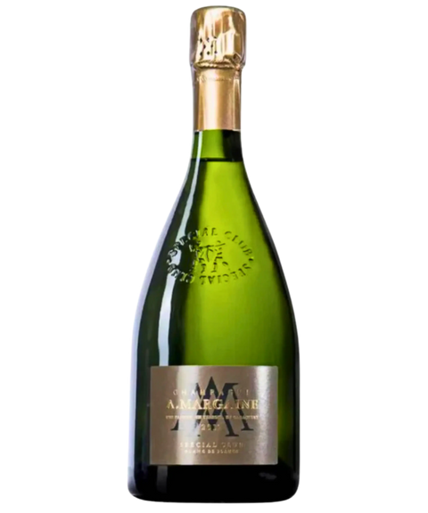AR Lenoble Grand Cru A.Margaine Champagne bottle with gold foil and silver label from France