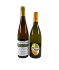 Two-bottle wine pack – Pewsey Vale Prima 24GR Riesling from Eden Valley and Borgo Maragliano La Caliera Moscato d’Asti 2024 – aromatic off-dry and sweet wines with vibrant, eye-catching labels.