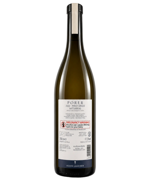 Alois Lageder Porer Pinot Grigio 2023 Pinot Grigio Alto Adige Italy back label