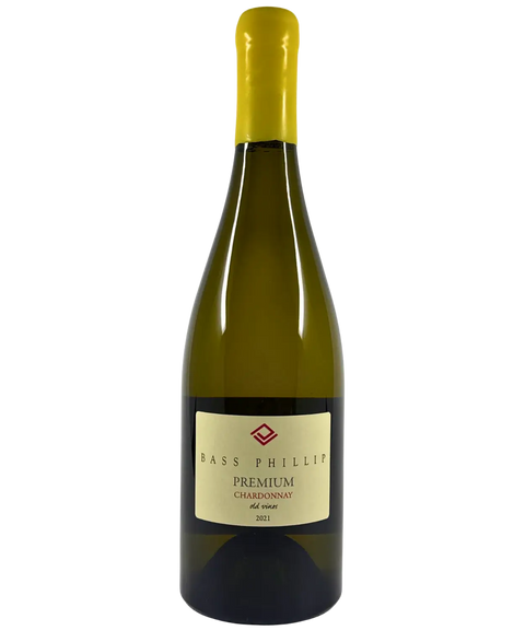 Bass Phillip Premium Chardonnay 2021 wine bottle – old vines South Gippsland Chardonnay with cream label and yellow wax seal