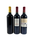 International wine back labels showing Château Gruaud Larose Bordeaux, Mount Mary Yarra Valley, and Te Mata Coleraine 2023 details