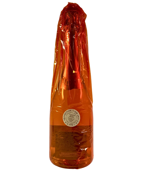 Bruno Paillard Blanc de Blancs Grand Cru Champagne back label with orange cellophane wrap showing UV protection seal from Reims France