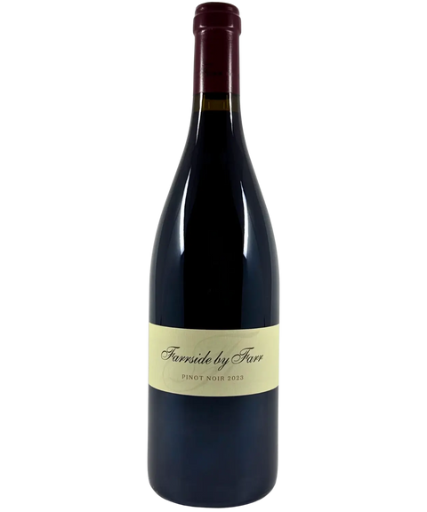By Farr 'Farrside' Pinot Noir 2023 wine bottle front label featuring minimalist cream design with cursive text, premium Australian Pinot Noir from Geelong.