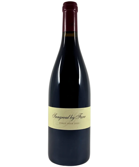 By Farr Sangreal Pinot Noir 2023 wine bottle front label – premium Geelong Pinot Noir with elegant cream label and burgundy capsule