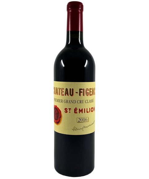 Château Figeac Saint-Émilion Premier Grand Cru Classé 2016 red wine bottle front label with gold, red, and cream design.