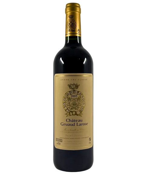 Château Gruaud Larose 2005 Saint-Julien wine bottle showing Grand Cru Classé Bordeaux with gold label