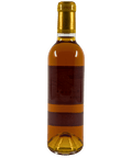 Back label of Château d’Yquem Sauternes 2001 French dessert wine bottle
