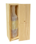 Château d'Yquem Sauternes dessert wine in opened wooden presentation box with tissue wrapping and crown crest branding