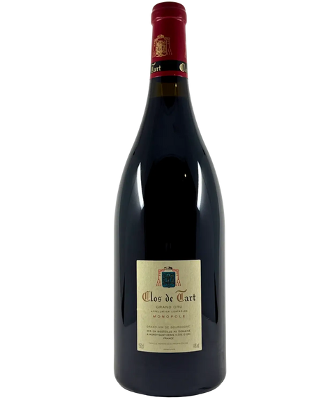 Clos de Tart Grand Cru Monopole 2009 Burgundy red wine bottle back view, showing producer details, appellation information, and origin in Morey-Saint-Denis, Côte de Nuits, France.