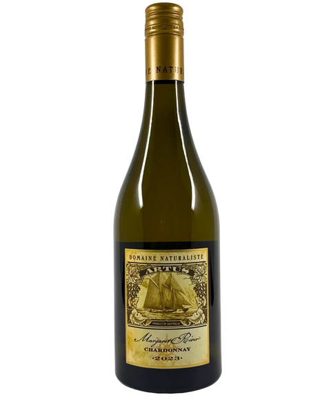 2023 Domaine Naturaliste Artus Chardonnay wine bottle, Margaret River – premium Australian white wine with gold label and sailing ship illustration