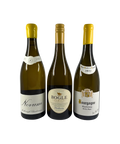 Front labels of Global Chardonnay 3-Pack showcasing Novum Marlborough Chardonnay 2023, Bogle Family Vineyards Chardonnay 2021 from California, and Bourgogne Vieille Vigne Chardonnay 2022 from France