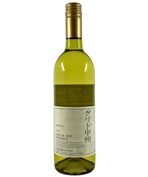 Grace Koshu 2023 Japanese white wine bottle showing premium Japanese wine with gold capsule