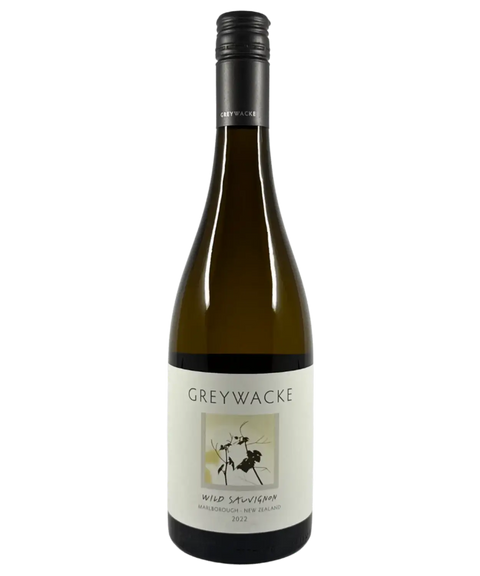 Greywacke Wild Sauvignon Blanc 2022 bottle front label – premium Marlborough New Zealand white wine with elegant design and modern branding.