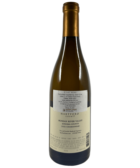 Back Label of Hartford Court Russian River Valley Chardonnay 2021