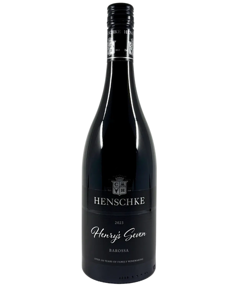 Henschke Henry's Seven Shiraz Grenache Mataro Viognier Blend 2023 Barossa red wine bottle front label
