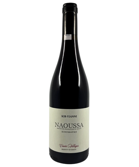 Kir-Yianni Naoussa Cuvée Villages Xinomavro 2022 red wine bottle from Greece with black capsule and cream label