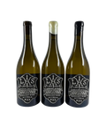 Three bottles of L.A.S. Vino Chardonnay from Margaret River, featuring Between the Capes, Wildberry Springs, and Barrels of Metricup front wine labels.