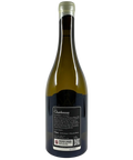 Back view of LAS VINO Wildberry Springs Chardonnay 2024 wine bottle, showing tasting notes, vineyard details, alcohol content, and Australian wine regulations.