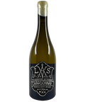 Front view of LAS VINO Wildberry Springs Chardonnay 2024 wine bottle, Margaret River, with black and white illustrated label and wax seal, Australian premium white wine.