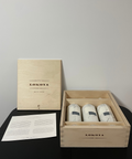 Three bottles of Lokoya Cabernet Sauvignon 2019 Mount Veeder, Napa Valley shown in their original wooden box (OWC).