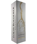 Luxury Louis Roederer Blanc de Blancs 2017 Champagne presentation box with elegant gold vine root design – premium French sparkling wine gift packaging.