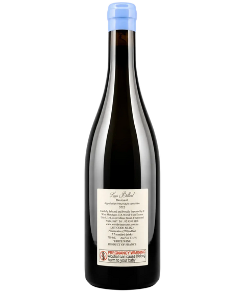 Louis Billard Meursault 2023 Chardonnay Meursault Burgundy France back label