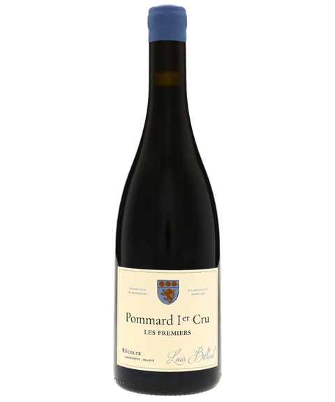 Louis Billard Pommard 1er Cru Les Fremiers red wine bottle from Burgundy France with blue wax cap