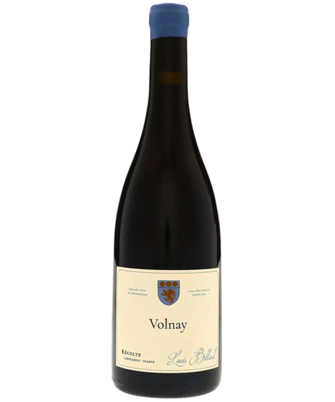 Louis Billard Volnay Récolte red wine bottle from Santenots France with blue capsule and coat of arms label showing Pinot Noir from Burgundy