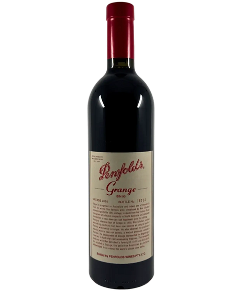 2018 Penfolds Grange Bin 95 red wine bottle front label with red capsule from South Australia