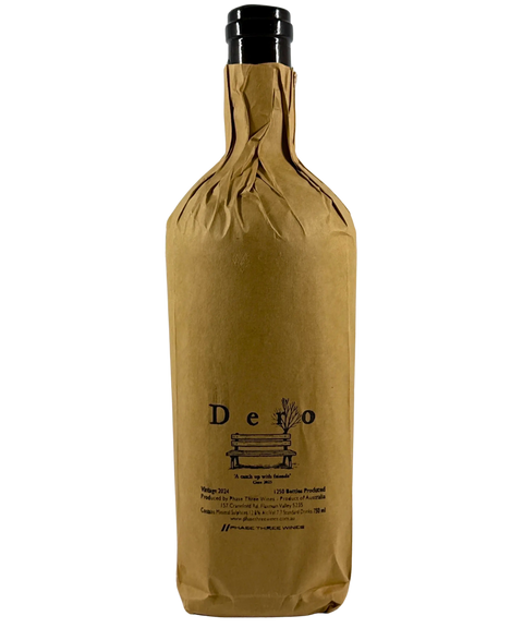 Phase Three Wines Dero Syrah 2024 from Barossa Valley, South Australia – premium red wine bottle shown in distinctive brown paper back packaging featuring Dero logo and design