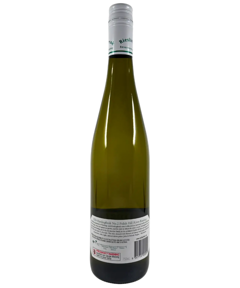 2024 Rieslingfreak No.2 Reverence of Riesling white wine bottle back label showing Polish Hill River Adelaide Hills origin with silver screw cap