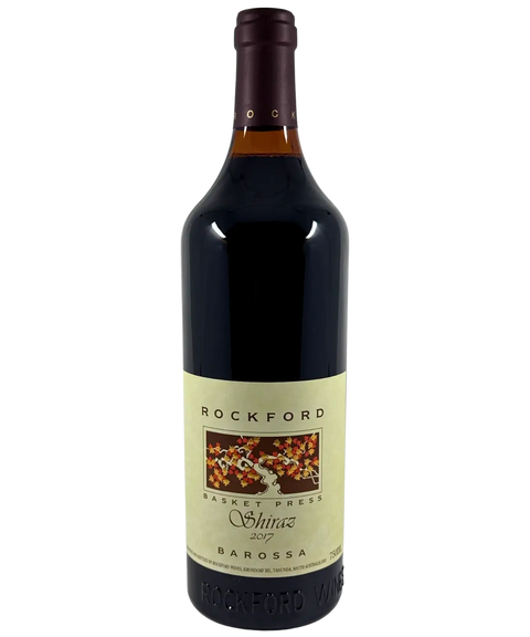 Rockford Basket Press Shiraz 2017 wine bottle – Barossa Valley red wine with signature autumn vine label, 750ml.