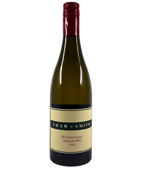 Shaw and Smith M3 Chardonnay 2024 wine bottle – premium Adelaide Hills Chardonnay with cream label, red screw cap