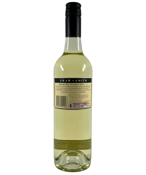 Back label of Shaw and Smith Sauvignon Blanc – premium Adelaide Hills white wine with winemaker notes and vintage details