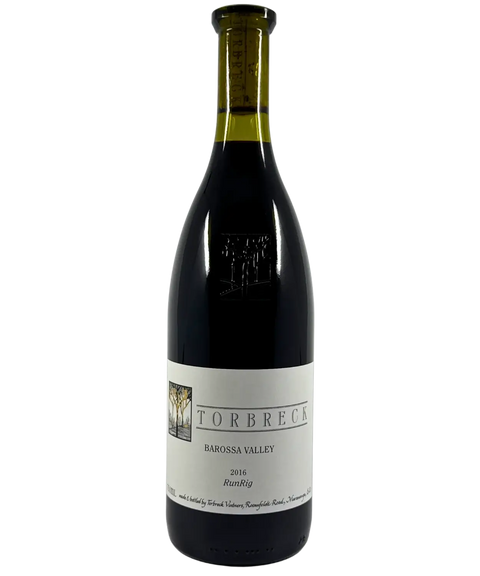 2016 Torbreck RunRig red wine bottle front label from Barossa Valley with tree logo and producer branding