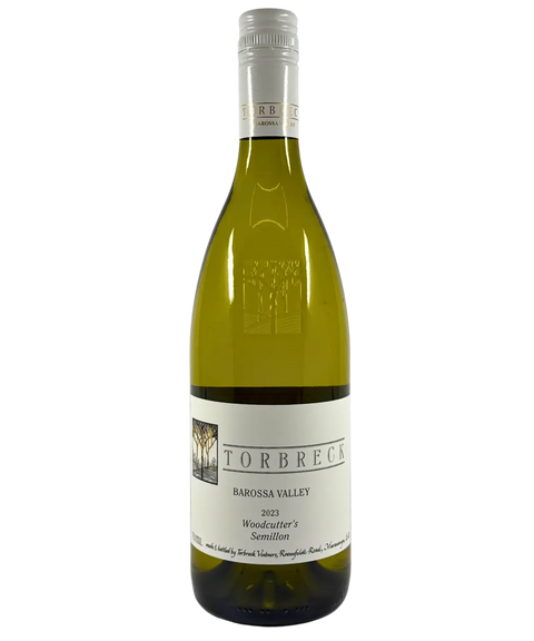 Front label of Torbreck Barossa Valley Woodcutter's Semillon 2023, crisp Australian white wine from old vines