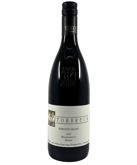 Front label of Torbreck Barossa Valley Woodcutter's Shiraz 2023, rich full-bodied Australian red win