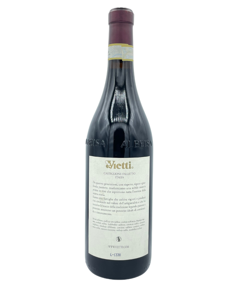 Vietti Barolo Rocche Di Castiglione 2010 Bottle showing Back Label